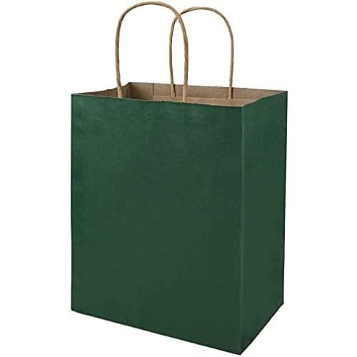 Showay ECVV Gift Bags 12 Pieces Set Eco-Friendly Paper Bags With Handles Bulk Paper Bags Shopping Bags Kraft Bags Retail Bags Party Bags (DARK GREEN, 33 * 26 * 12 Cm)