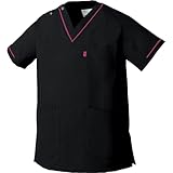 [ミズノ] ミズノ 兼用スクラブ 医療 兼用 高耐久性 イージーケア パイピング 全11サイズ 全14色 ストレッチ [制電/消臭/工業洗濯対応] 介護 白衣 MZ0092 C-10 ブラック L