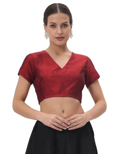Image of studio rasa Women's Silk Blend Stretchable Blouse for Festive Wedding Party