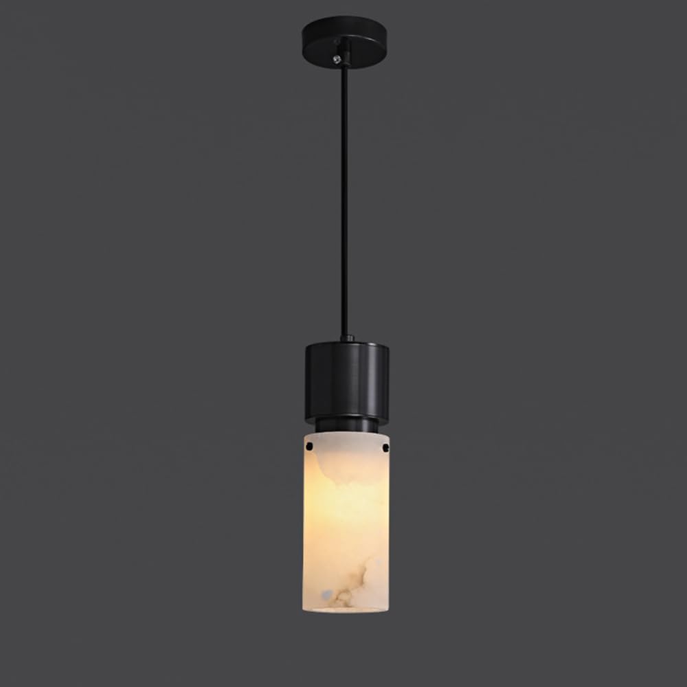 Lámpara colgante de mármol de alaba natural y latón para una iluminación elegante