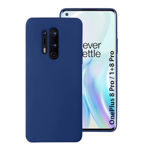 Image of LIRAMARK Liquid Silicone Soft Back Cover Case for OnePlus 8 Pro / 1+8 Pro (Midnight Blue)