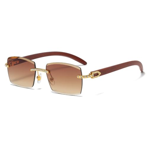 Lunettes de soleil carrées sans monture ornées de diamants élégants