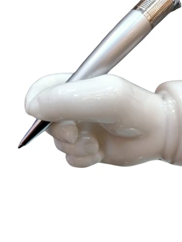 Image of AUGEN Pen Stand Decorative Hand Pen Holder with Pen Design Stationery Holder | Gift Item | Table Top Decor (Hand Pen Silver)
