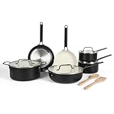 A COMPLETE SET INCLUDES: two frying pans (8 inches and 9.5 inches), two saucepans with lids (1.5 quarts and 2.5 quarts), one 4-quart sauté pan with lid, one 5-quart Dutch oven with lid, one beechwood turner, one beechwood spoon MADE WITHOUT PFOA, PTF...