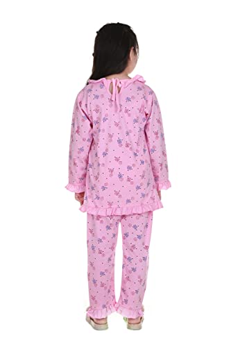 Image of Baby Girls Floral Print Hosiery Cotton Top & Pyjama Set