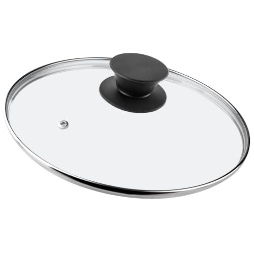 KADAX Glasdeckel mit Griff aus Silikon, hitzebeständiger Deckel für Topf ⌀14-30cm, Deckel mit Dampfloch… – Ansicht 5