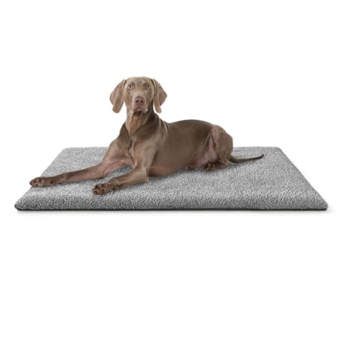 Knuffelwuff selbstwärmende Hundematte Melbourne mit isolierender Luftschicht 80x60cm Grau | aktive Wärmeerzeugung bei Feuchtigkeit | kuscheliges & Robustes Lammfellimitat | pflegeleicht & formstabil
