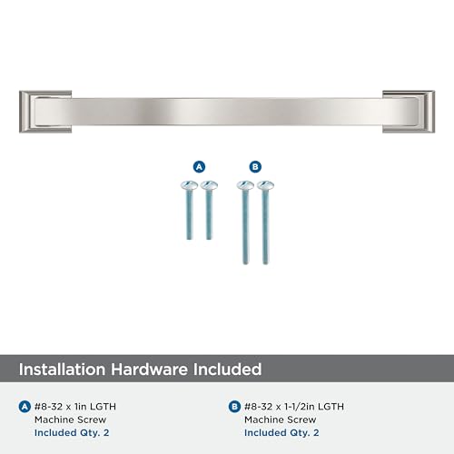Image of Amerock Candler 7-9 /16 inch (192mm) Center-to-Center Satin Nickel Cabinet Pull, BP29350G10