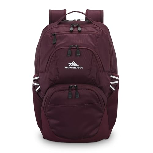 Image of High Sierra Swoop SG Backpack, Travel or Work Laptop Bookbag with Drop Protection Pocket, and Tablet Sleeve, One Size, Maroon