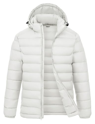 Image of Rdruko Men's Puffer Jacket with Detachable Hood Lightweight | Water Resistant, Insulated, Winter Puffy Coat, 4 Pockets
