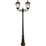 Gama Sonic GS-98B-D-WB Royal Bulb Double Head Lamp Post 2 Outdoor Solar Lights on Pole, Weathered Bronze
