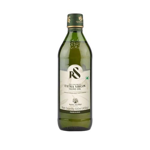 Rafael Salgado RS Extra Virgin Olive Oil | First Cold Pressed Oil | Made & Packed in Spain | Good for Salad Dressing, Flavouring and Mediterranean Cuisine | Zero Cholesterol & Trans Fat | Pet - 500ml
