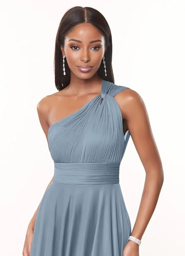 One Shoulder Bridesmaid Dresses for Women Chiffon Formal Wedding Dress with Pockets Ruched Bridesmaid Dress M284