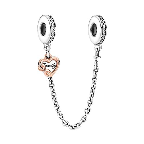 Wedanor Abalorios Charms Colgantes de Cadena de Seguridad familiar Plata de Ley 925 con Compatible con Pulsera, Charms para Mujer