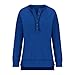 Womens Oversized Long Sleeve Sweatshirts Button Up Crewneck Henley Pullover Fall Trendy Outfits Loose Fit Cute Top (Blue,Large)