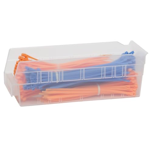Image of Akro-Mils 30120 Plastic Shelf Bins, Heavy Duty Storage Bins for Garage, Closet, and Drawer Organization, 12 inch x 4 inch x 4 inch, Clear, 24-Pack