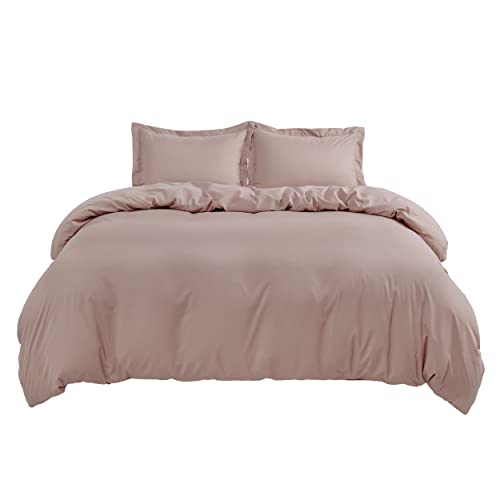 Image of Bedsure Duvet Cover King Size - Soft Double Brushed Bedding Set for Kids & Adults, Zipper Closure, 3 Pieces, Includes 1 Duvet Cover (104 inchx90 inch) & 2 Pillow Shams, NO Comforter, Dusty Rose