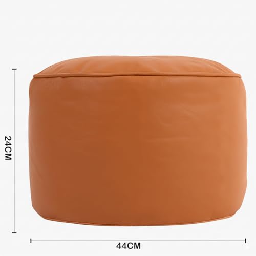 Image of Premium Faux Leather Footstool /Footrest /Pouffe | EPS Beans Filled | Ready to Use | Soft Cushioned Ottoman | Durable Leatherette Finish | Living Room, Bedroom & Office Color- (Orange)