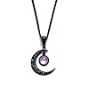Rrdaily Gothic Moon Crystal Necklace Punk Style Moon Pendant Necklace Vintage Black Crescent Necklace Dark Gothic Necklace Costume Jewelry New Year Jewelry for Women