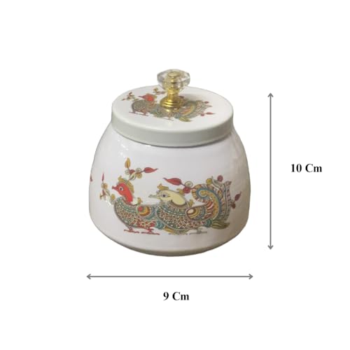 Image of (Pack of 5 Decorative Asian Style White Jar with Lid - Return gift, Non Airtight Container