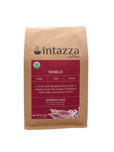 Intazza Organic Whole Bean Coffee (12oz bag) Sourced responsibly and roasted in Murrieta, CA (Noble)