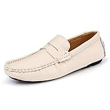 Einfache Slip-On-Clip-LOAFER DIYHM Penny Loafer für Männer geschlagene Zeh nachsichtig Slouchy Synthetische Leder Slip auf Flachgummi Leichte Sohle Lässig Fahrboot Schuhe (Color : Beige, Größe : 39 EU)