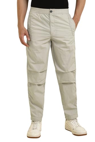 Image of Allen Solly Men's Regular Mid‑Rise Casual Pants | Cotton‑Blend Fabric | Solid Parachute Pants | Stylish & Comfortable Fit