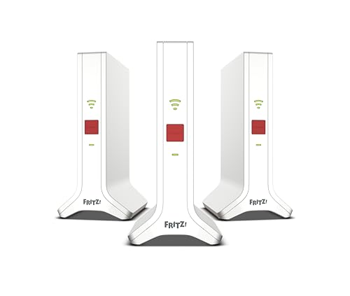 Fritz!Mesh Set 4200 3 set (3 X Fritz!Ripetitore, ideale per router Internet o modem in fibra ottica (ONT), copertura Wi-Fi per 5-7 stanze, Triband Wi-Fi 6 fino a 4.200 Mbit/s, versione tedesca)