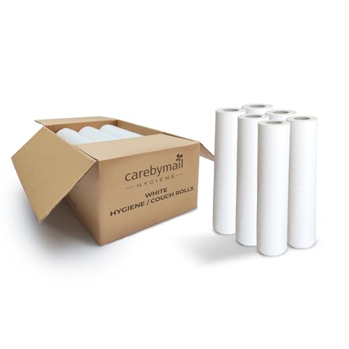 6 x Premium White Couch Rolls - 2 Ply 20 Inch Wide x 40 metres long - Individually Wrapped - Disposable Hygiene Paper Roll with easy tear perforations - 1 Case of 6 Rolls | CarebyMail Healthcare