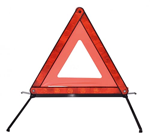 TOP DRIVE Emergenza E Fai da Te Triangolo di Emergenza - Triangle Triangolo Fluorescente con piedistallo a Croce, con Custodia Rigida, omologazione Europea.