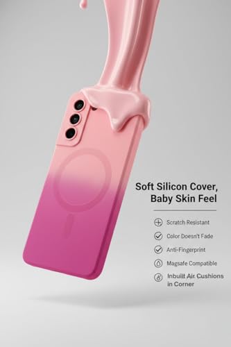 Image of amazon basics Gradient Mag-Safe Case for Samsung Galaxy S21FE 5G | Soft Silicone Shockproof Cover with Camera Protection | Slim Lightweight Design | Smooth Touch & Durable - Light and Dark Pink