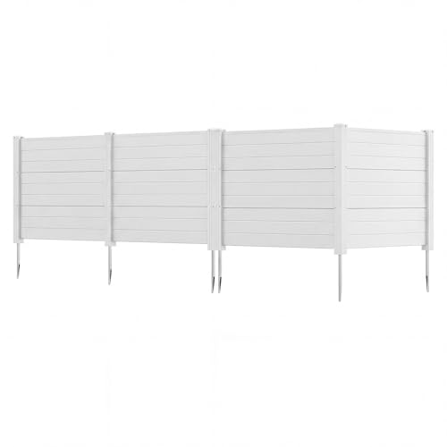 COSTWAY Vallas Jardin PP de 4 Paneles, 1220 x 95 mm, Valla de Ocultacidad (blanco,4)