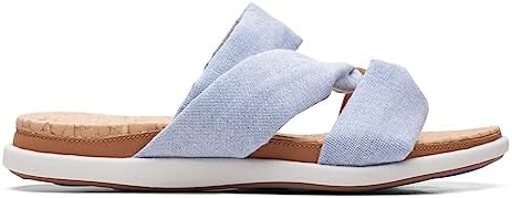 Clarks Eliza Skip Slide Sandal, Blue Textile, 8 Medium | Image 1