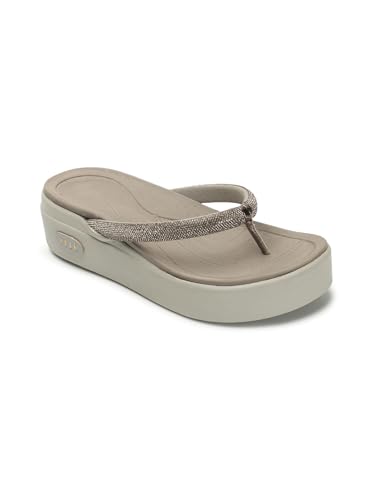 Image of ELLE Women Round toe platform heel slip-on sandal with Shimmer Detail