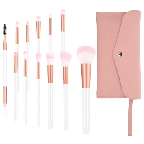 DWFEYOI 12Pcs per Trucco in rosa con Correttore di Fondotinta Blush ombretto Beauty Blender e Borsa,pennelli,pennelli make up occhi,beauty pennelli make up,pennelli,beauty blender(rosa)