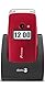 Doro Primo 418 by GSM Großtasten Mobiltelefon mit froßem Farbdisplay, Fallsensor, Taschenlampe, FM-Radio, Kalender, inkl. Tischladestation, rot, 360029