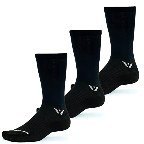 Swiftwick- ASPIRE SEVEN (3 Pairs) Cycling Socks, Firm Compression Fit, Tall Crew (Black, X-Large)