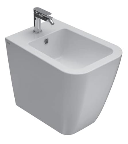 CAESAROO Bidet a Terra 36x52 cm in Ceramica Globo Stone - Bianco Lucido, Standard