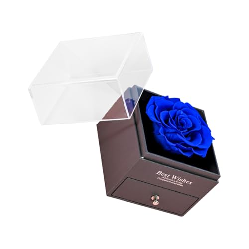 Coffret à bijoux de Saint-Valentin bleu avec boîte à fleurs éternelles