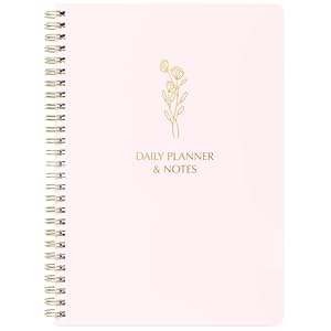 Simple Daily Planner Undated & To Do List Notebook: With Hourly Schedule – 6.5×9.25″ Blush Pink – Aesthetic Spiral Note book for Work and Life Tasks – Day & Hour Agenda, Organizer Notepad Journal