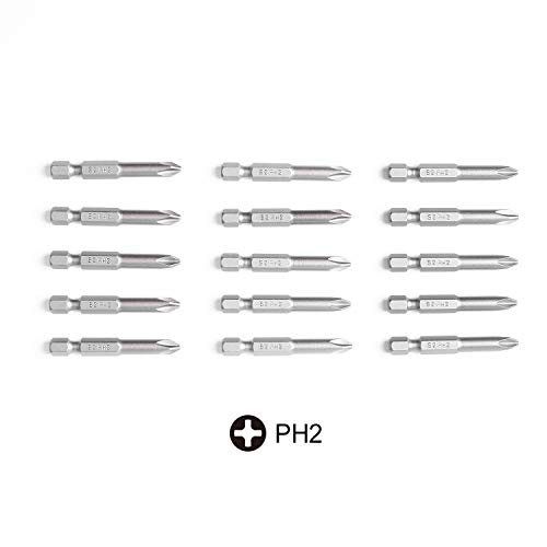 Protorq Phillips 2 screwdriver bits,2 inch, 15 pieces, with Storage Case