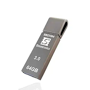 Simmtronics ZipX Black 64 GB Flash Drive USB 3.0 Pendrive Metal Body for Laptop and Computer Only