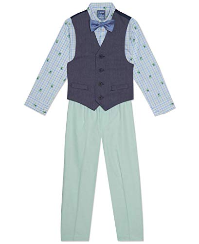 Image of IZOD Boys' 4-piece Formal Dress Up Suit Set, Vest, Pants, Collared Shirt, and Tie