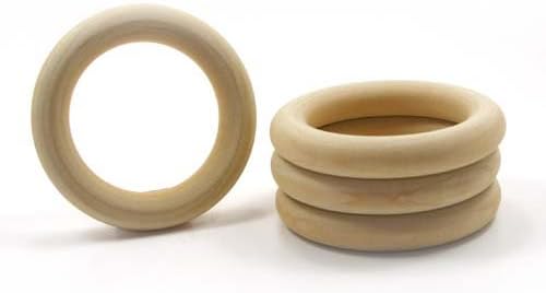 Mylittlewoodshop Pkg of 12 - Ring - 1-1/2 inch outside diameter with 3/4 inches inside diameter and 3/8 inches thick unfinished wood (WW-TR0400-12)