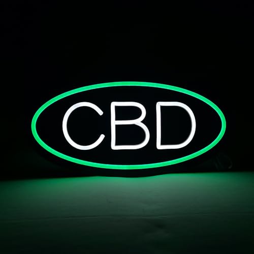 LED CBD Neon Sign, 16"x8", Business Signboards for CBD Shop/CBD Dispensary, Pure Black Acrylic Backsplash, Easy Installation, Energy-saving, Suitable for Hanging on Store Wall Window