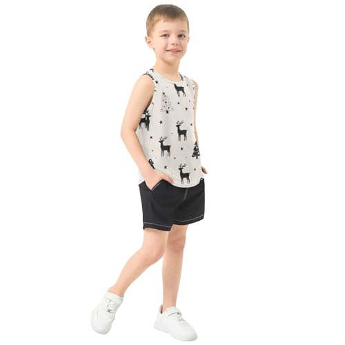 J JOYSAY Christmas Moose Tree Star Boys Tank Top Sleeveless Muscle Shirts Quick Dry Workout Sport Active Kids T-Shirts 3-15T4