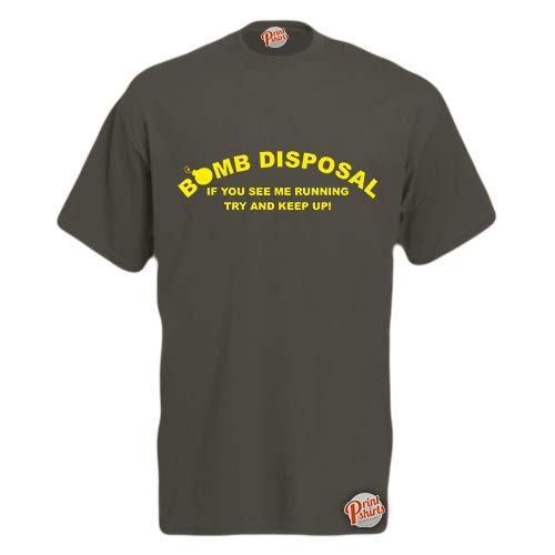 Brook Hi Vis Uk Unisex Graphite Bomb Disposal! If You See Me Running Try And Keep Up!! Mens Funny T-Shirt Small