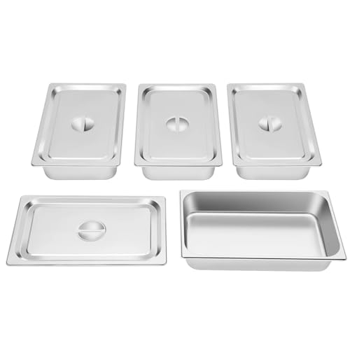 MZYFDC Tupper Acero Inoxidable 4 sartenes de mesa con tapa, platos buffet, recipientes acero inoxidable for alimentos