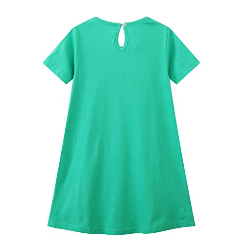 HILEELANG Toddler Little Girls Short Sleeve Dresses Easter Summer Cotton Casual Basic Jersey Shirt Sundress3