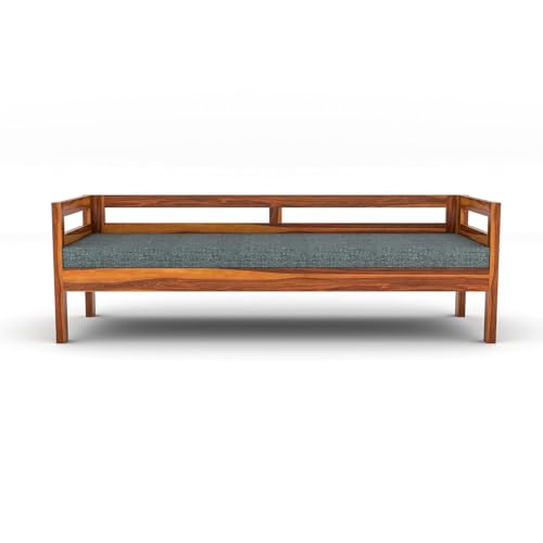Image of ONIJA Solid Sheesham Wood 3 Seater Sofa Cum Diwan Couch Bed for Living Room Bedroom Furniture Three Seater Sofa Wooden Diwan Sofa Settee for Home, Hall, and Office (Natural Teak Finish)